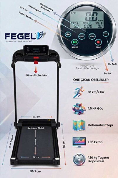 Fegel Comfort FG-380HT Katlanabilir Koşu Bandı – Ev Konforunda Profesyonel An...