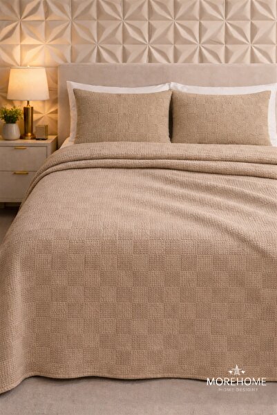 MORE HOME Çift Kişilik % 100 Pamuklu Pike 240*260 Koyu Bej