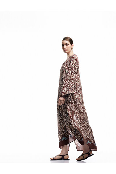 Koton X Melis Ağazat - Μακρύ φαρδύ μανίκι κιμονό με λαιμόκοψη σε V με λεπτομέ...