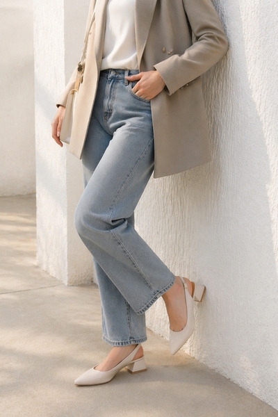 ich1one Γυναικεία παπούτσια μπαλαρίνας από λουστρίνι με τακούνι Roma – Τακούν...