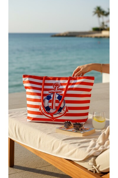 Intisimo Geantă de plajă, Fashion, Anchor, Roșu/Alb