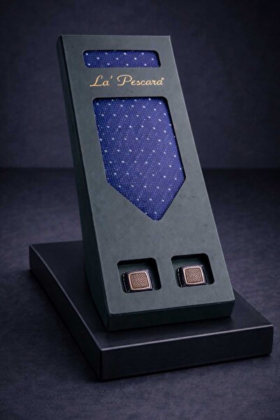 Kravatkolik Γραβάτα OS579 - Σετ δώρου με μαντήλι σε μπλε ναυτικό χρώμα και κα...