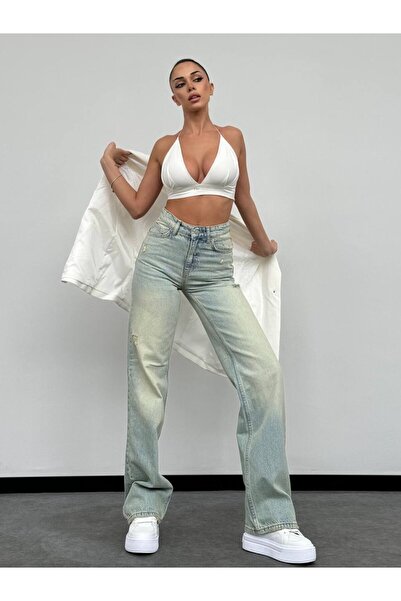HerTon 100% Cotton Trousers: High Waist, Relaxed Fit Vintage Style