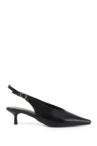 GÖNDERİ(R) Γυναικεία μαύρα παπούτσια Λεπτό τακούνι u με ανοιχτή πλάτη