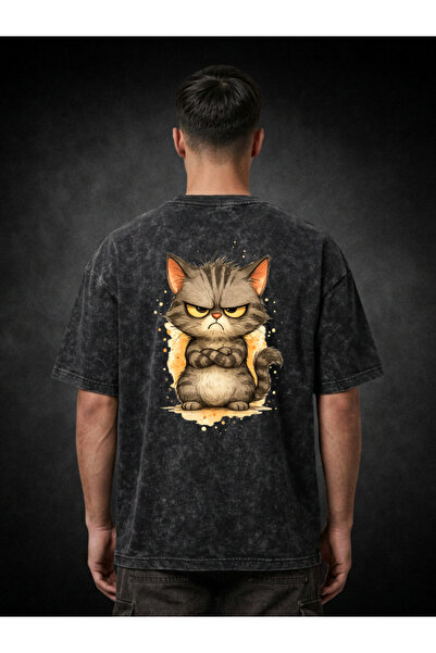 FREAK T-SHIRT Μαύρο Oversize Unisex T-Shirt με στάμπα, Vintage, που πλένεται