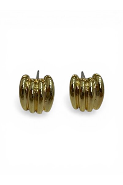 stravis Gold Color Line Detail Earrings