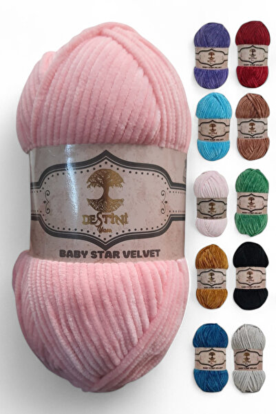 destini Velvet Knitting Thread 100 gr 120 Mt Baby Blanket, Cardigan, Poncho, ...