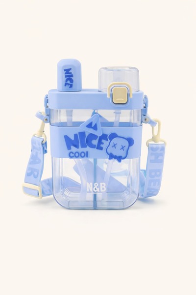 TUMBA'S Çift Bölmeli Nice Cool Matara, Çift Kapaklı, Pipetli Çocuk Suluk Okul...