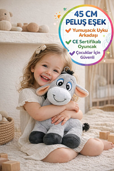 TOYFEST 45 Cm Peluş Eşek Oyuncak I Yumuşak Uyku Arkadaşı CE Sertifikalı Çocuk...