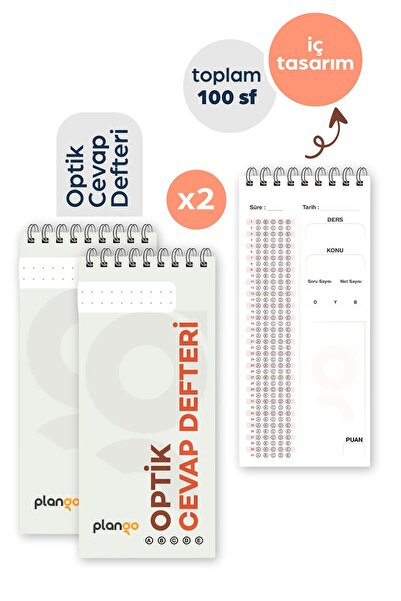 Plango Optik Cevap Defteri KUM BEYAZI (2 Adet - 100 Sayfa) Sınava Hazırlık Op...