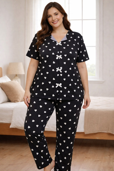 Silona Homewear Σετ πιτζάμες με κοντά μανίκια σε μεγάλο μέγεθος με σχέδιο Λευ...