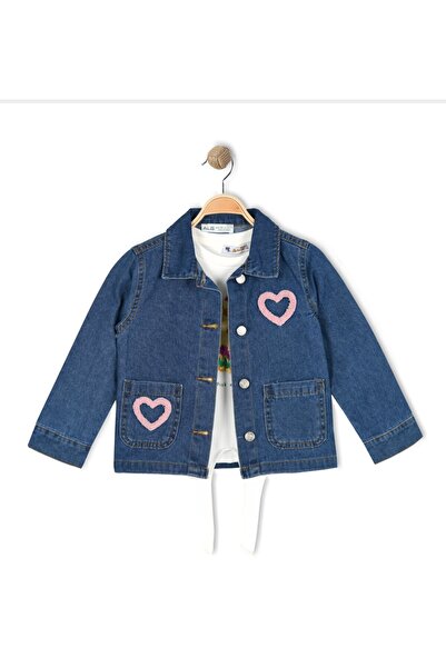 ALG Girls' Two-Piece Set - Stylish Combination of Denim Jacket and T-Shirt (O...