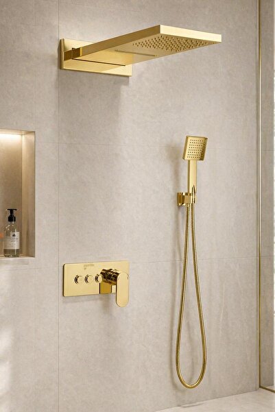 Mistillo Ankastre Duş Seti 550x220 mm Şelale&Yağmur Panel 3 Yönlü Butonlu SUS...