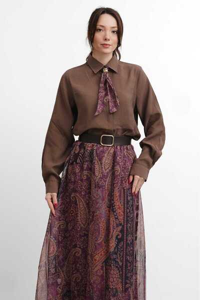 salisburys Γυναικεία φούστα Molly Nelly με στάμπα και πουκάμισο με φουλάρι