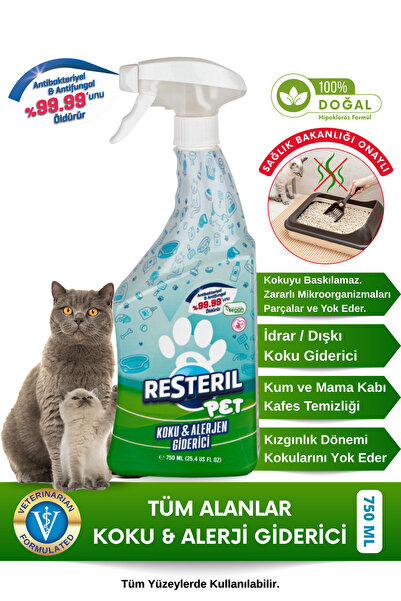 Resteril Kedi Kumu Koku Giderici Çiş Kokusu Tuvalet Eğitimi Kedi Yatağı İdrar...
