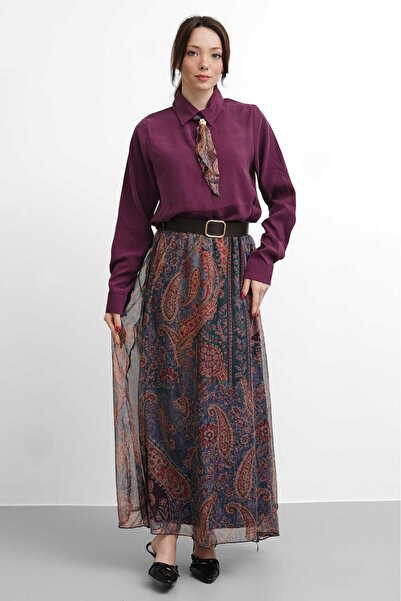 salisburys Γυναικεία φούστα Molly Nelly με στάμπα και πουκάμισο με φουλάρι