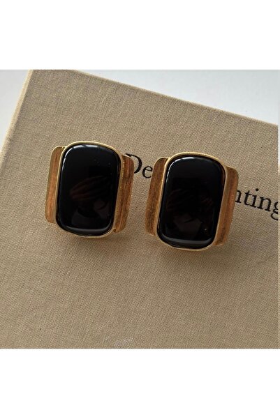 Quality Accessories Vintage Gold Earrings with Big Stones Red Black Brown Col...