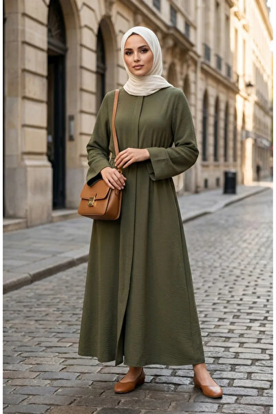 sefamerve Aerobin Υφασμάτινο Φεράζ με Ζώνη 4043-04 Ανοιχτό Πράσινο