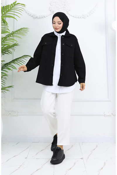 sefamerve Oversize kroj Traper jakna 2763-01 crna