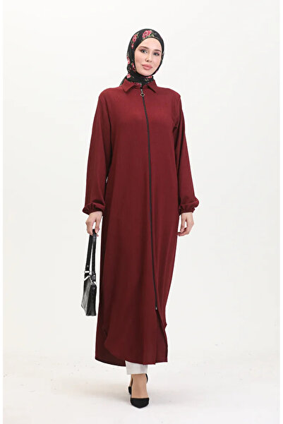 sefamerve Claret Red Ferace - Με γιακά και φερμουάρ, Μοντέλο 1021-02