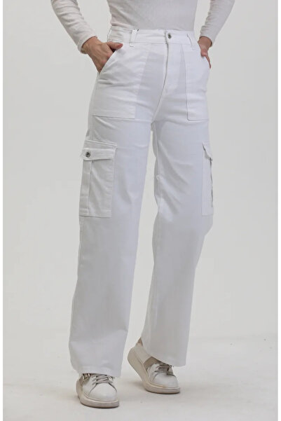 sefamerve Λευκό τζιν Cargo Pocket - 3030-02