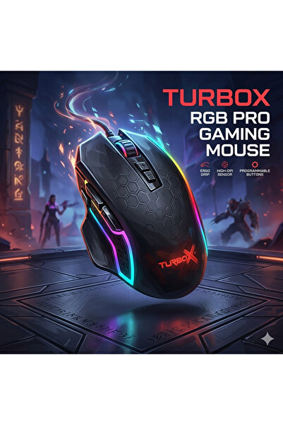 TURBOX BlastOff TR-M12 2400Dpi Usb Kablolu Siyah Gaming Optik Mouse Aydınlatmalı