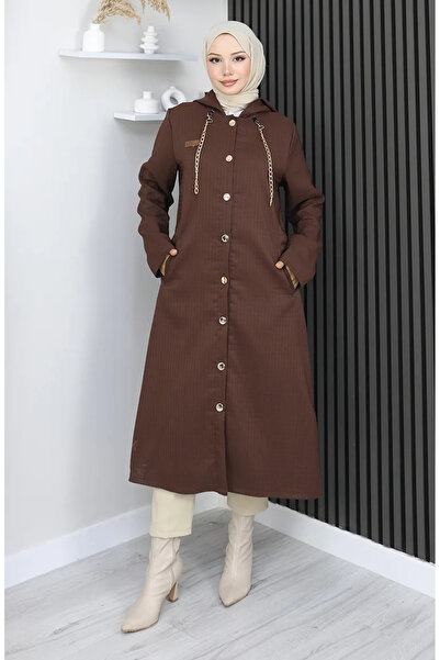 sefamerve Καπάκι με λεπτομέρεια αλυσίδας με κουμπιά 0206-02 Καφέ