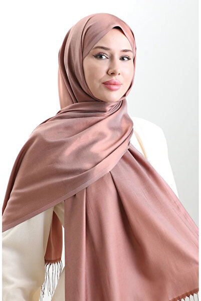 sefamerve Μακρύ σάλι βισκόζης με κρόσσια 70331-20 Ανοιχτό καφέ