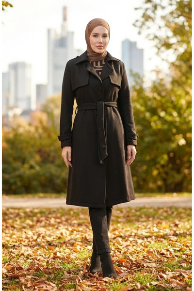 sefamerve Kaşe Kaban 71113-01 Siyah