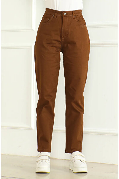 sefamerve 5304-01 Μοντέλο καφέ Loose Momjean Jeans