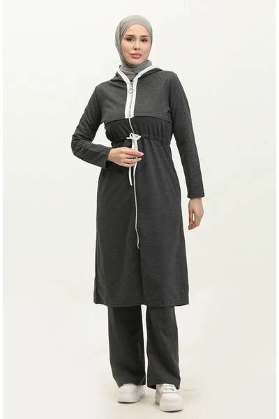 sefamerve Σετ φόρμας με φερμουάρ και δύο κλωστές 03074-01 Ανθρακί