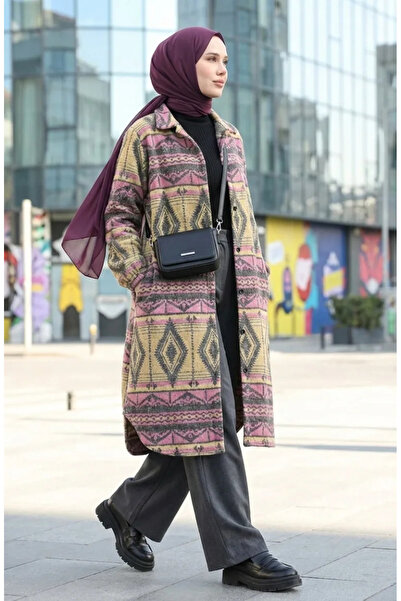 sefamerve Καπέλο με έθνικ σχέδιο με κουμπιά ελαφρύ 2500-02 Dusty Rose Yellow