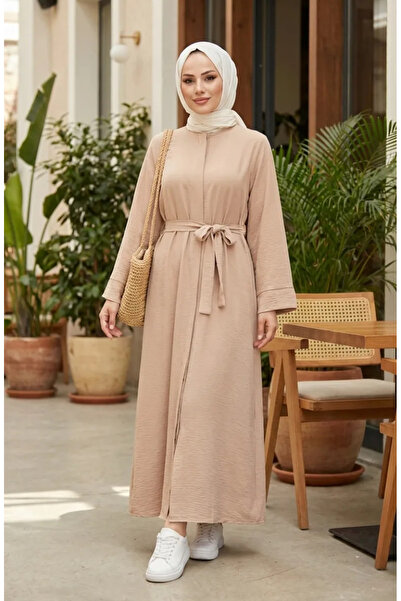 sefamerve Aerobin Υφασμάτινο Φεράζ με Ζώνη 4043-03 Μπεζ