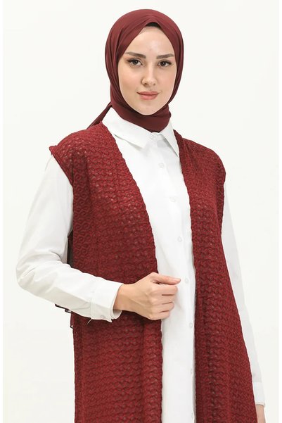 sefamerve Basic Vest 1639-03 Claret Red