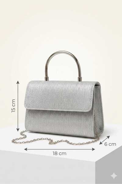 ZİVORA Γυναικεία τσάντα χειρός και ώμου με ασημένια αλυσίδα βραδινό φόρεμα