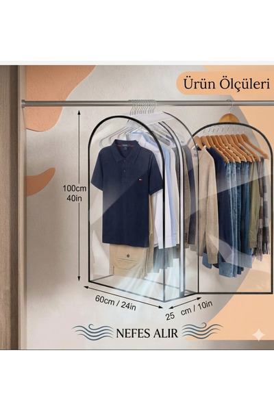 tozlupazar PVC şeffaf çoklu takım elbise kılıfı.Dolap düzenleyici hurç.
