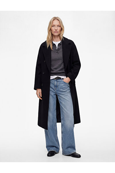 Koton Μακρυμάνικο παλτό με κουμπιά, διπλό στήθος, ζώνη και κασμίρι