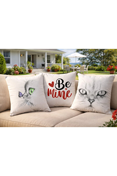 Sister Home Design Cats Throw Pillow Covers 43X43 cm - Decorative Sofa, 3 Thr...