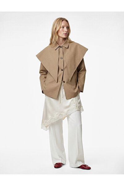 Koton Υπερμεγέθης καμπαρντίνα από ύφασμα γαμπαρντίν με μακριά μανίκια, τσέπες...