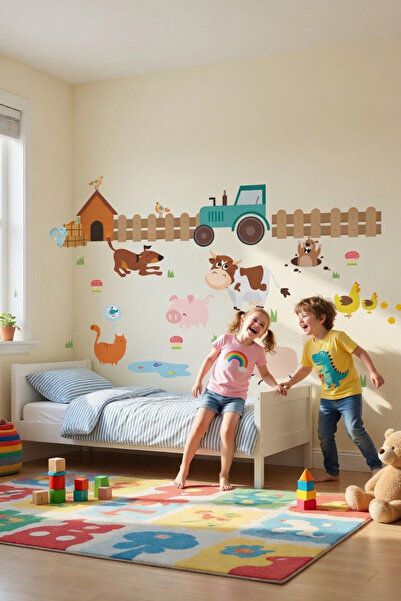 KT Decor Βρεφικό και Παιδικό Δωμάτιο Cheerful Farm Animals Wolf Sheep Cow Εκπ...