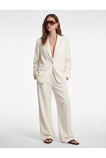 Koton Παντελόνι από ύφασμα με φαρδιά μπατζάκια, λεπτομέρειες στο πέλος και τσ...