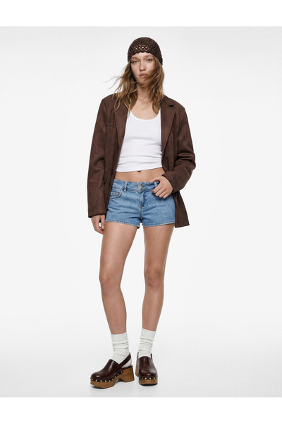 Koton Στάνταρ Σορτς Τζιν Εξτρά Μίνι με Τσέπες και Κουμπιά στη Μέση