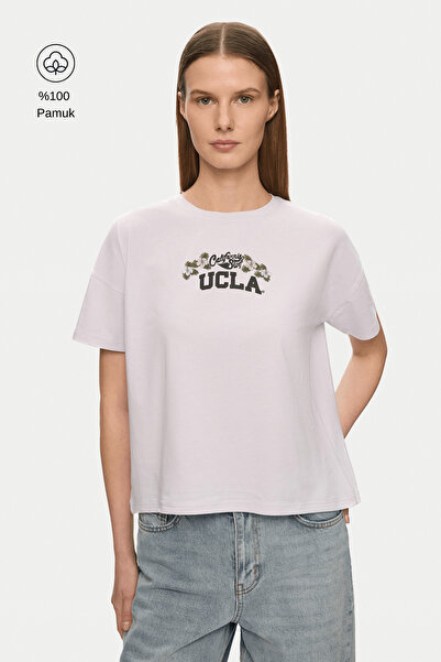 UCLA Γυναικείο μπλουζάκι AZUCENA Lilac Crew Neck με στάμπα, 100% βαμβακερό, χ...
