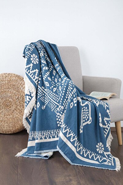 Çulha DANTE ΣΚΟΥΡΟ ΜΠΛΕ, 100% ΒΑΜΒΑΚΙ 130x170 εκ. ΚΟΥΒΕΡΤΑ ΤΗΛΕΟΡΑΣΗΣ