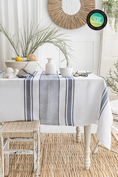 Çulha ΤΡΑΠΕΖΟΚΑΜΑΡΑΤΑ ΛΕΥΚΟ-ΜΠΛΕ, 150x150 εκ.