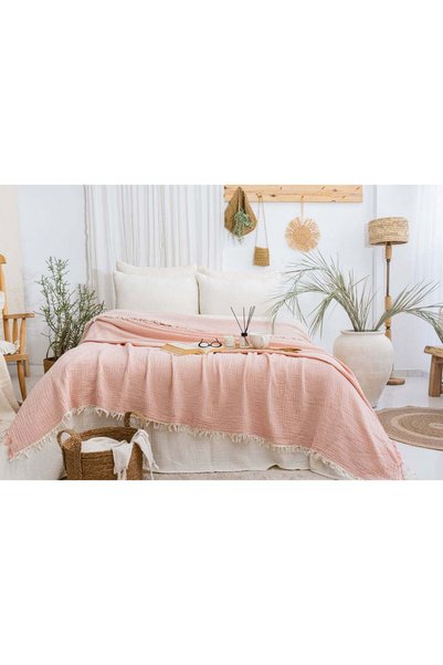 Çulha Double Bedspread 100% Cotton Muslin 210X230 cm Carla Powder