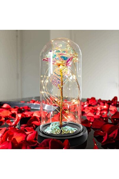 Manolex Trandafir Etern Cristal cu luminite LED in Cupola de Sticla, Cadou ro...
