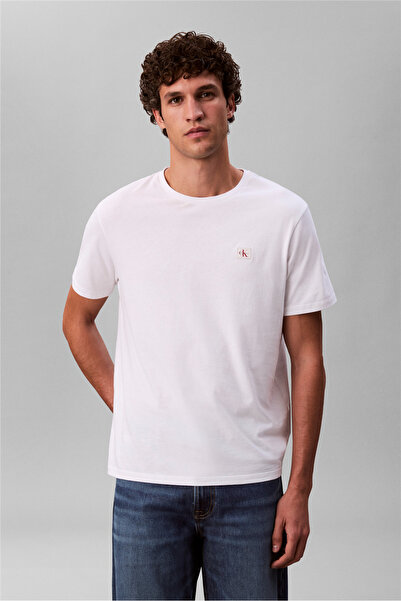 Calvin Klein Ss Badge 30S Jersey Classic Tee Men's Crew Neck T-Shirt White