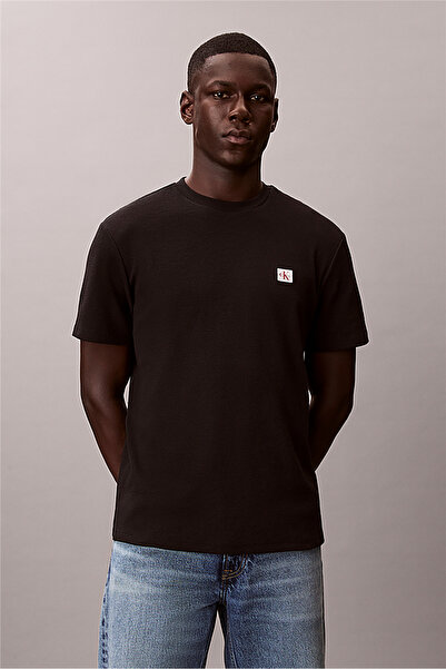 Calvin Klein Ss Waffle Woven Labe Men's Crew Neck T-Shirt