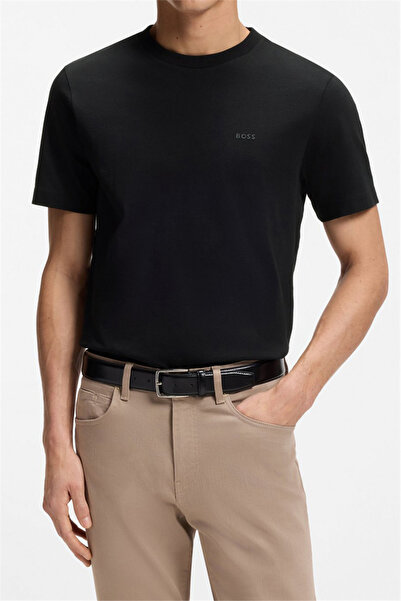 BOSS Thompson Erkek Bisiklet Yaka T-Shirt Siyah